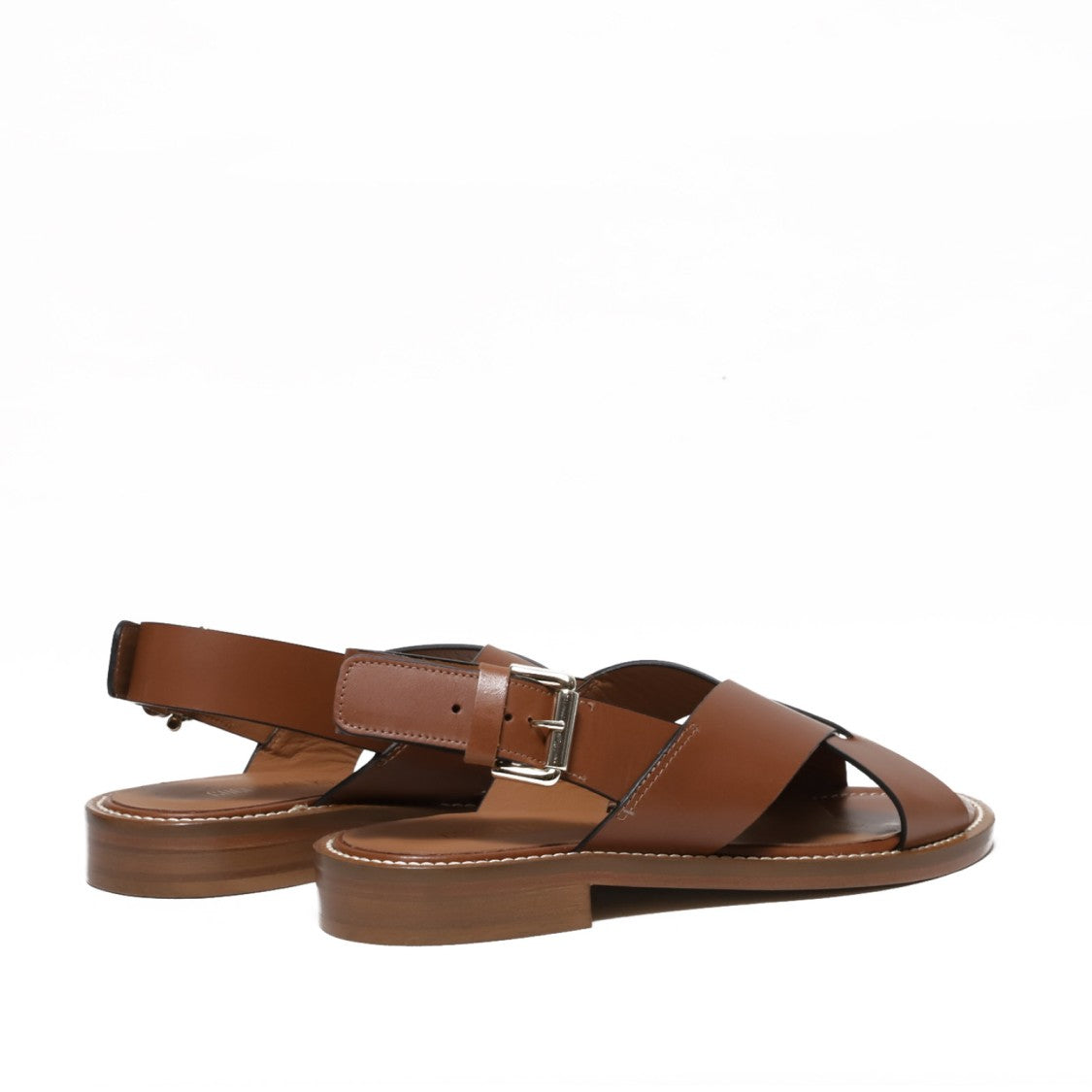 Guglielmo Rotta Crossed Sandal In Raw Cut Leather In Tan Color
