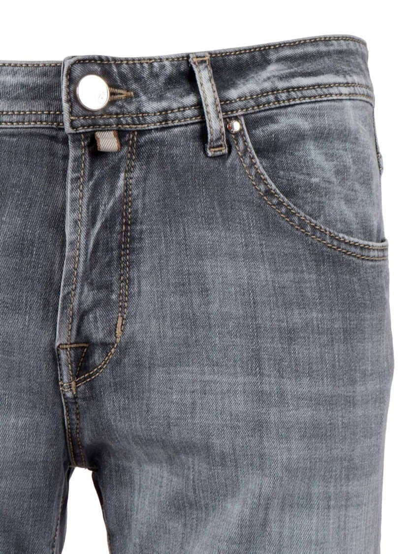Jacob Cohen Grey Scott Faded Denim Straight-Leg Pants