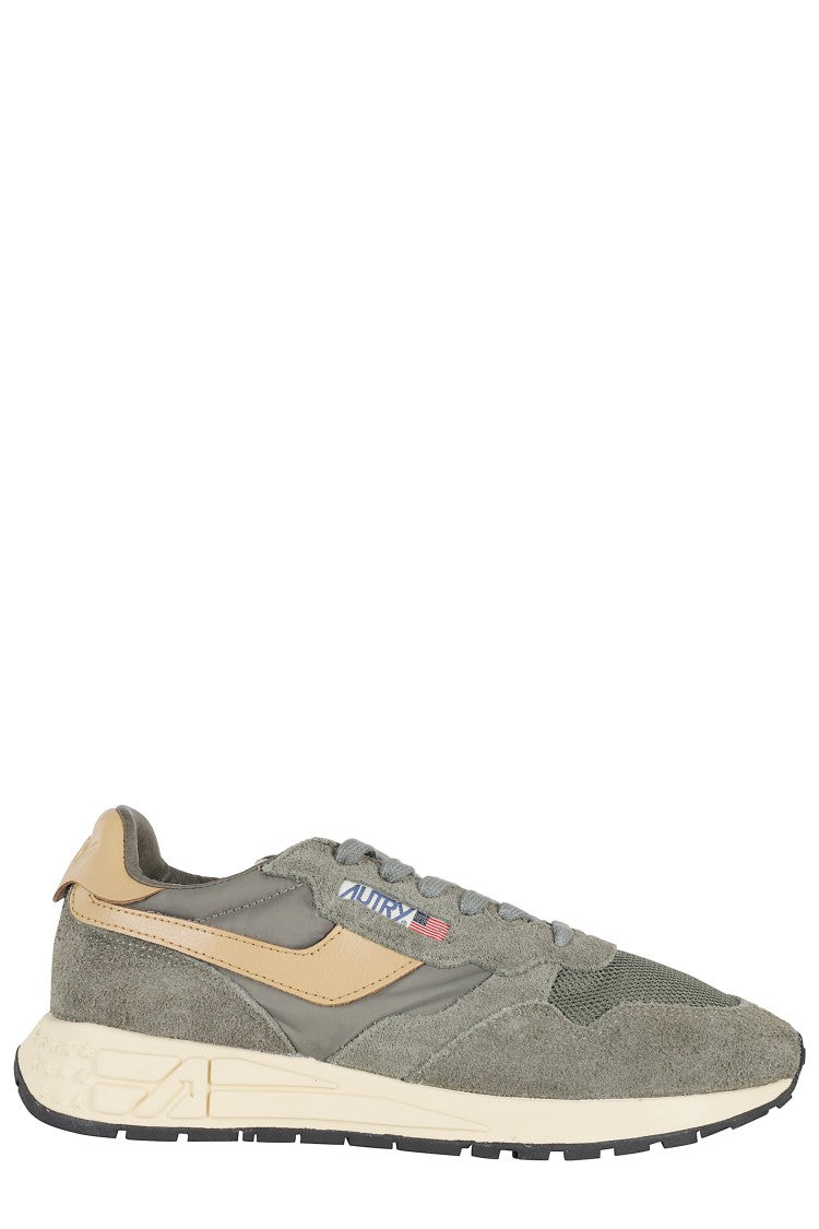 Autry Green Reelwind Low Side-Logo Suede Sneakers