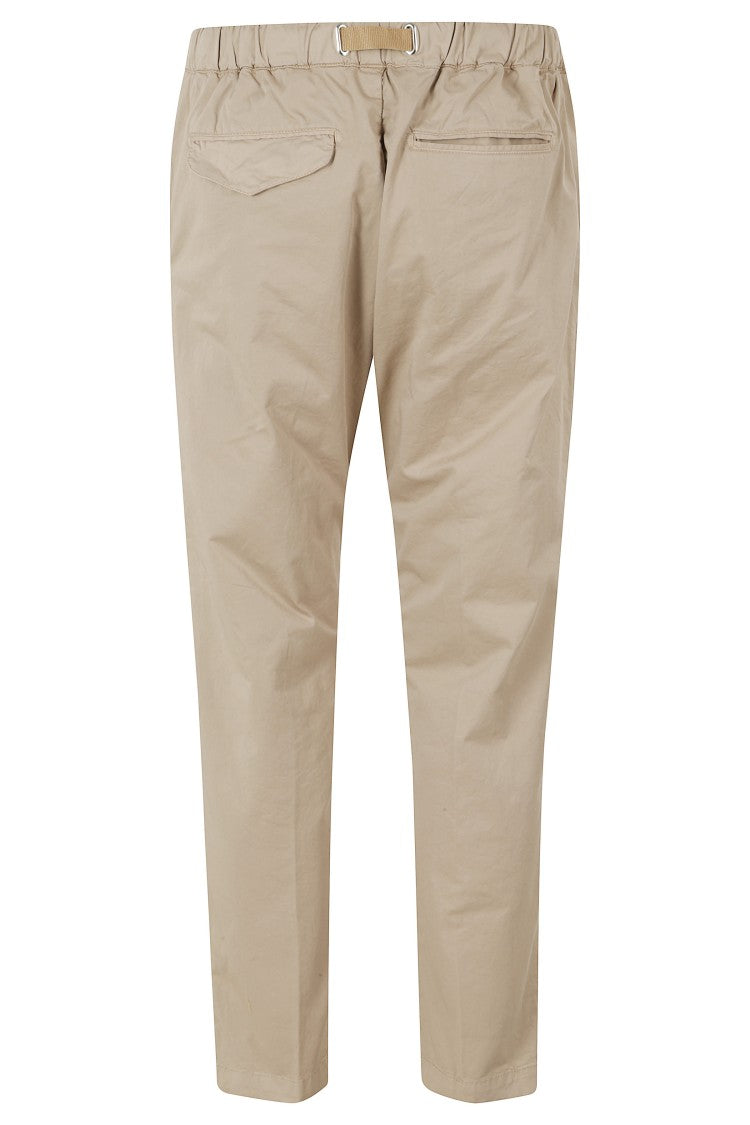 White Sand Sand Drawstring Elastic Waistband Cotton-Blend Straight-Leg Pants
