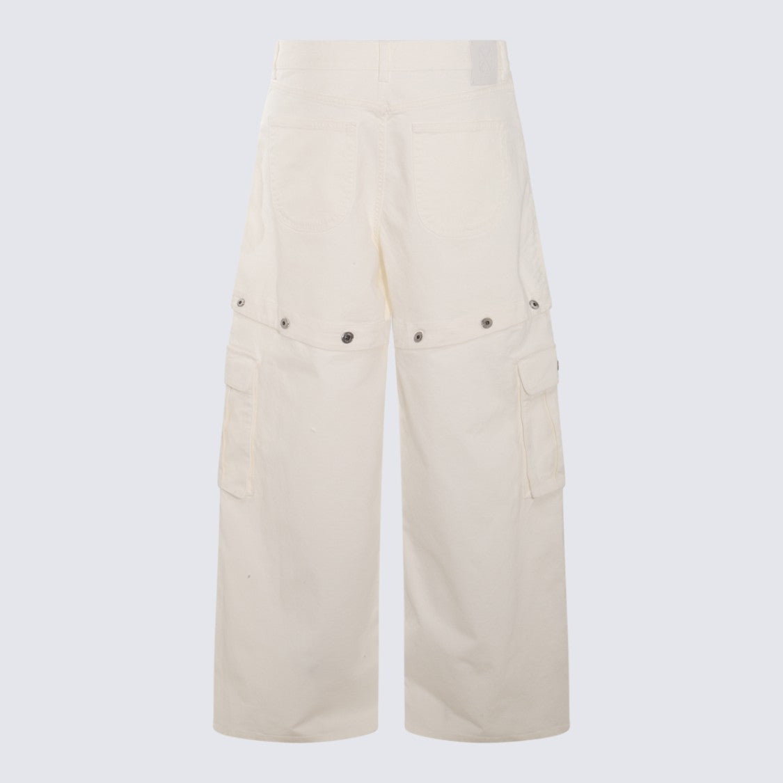 Off-White High-Waisted Wide-Leg Jeans With Detachable Snap Buttons
