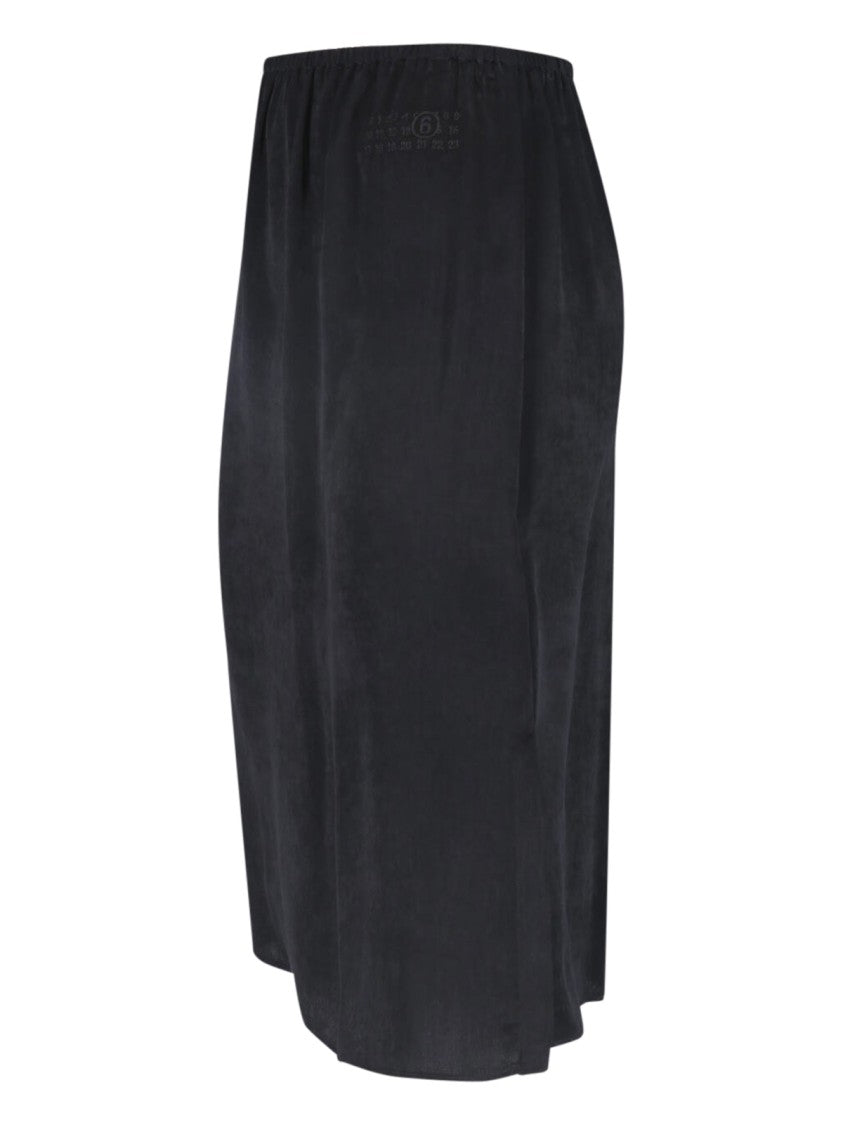 Mm6 By Maison Margiela Black Fabric Elastic Waist Midi Skirt