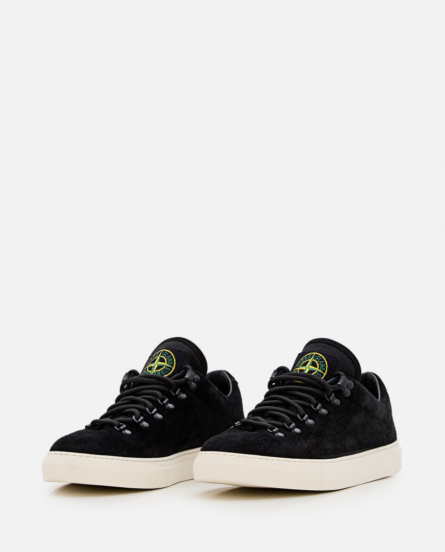 Stone Island Black Suede Sneakers With Lace-Up Closure