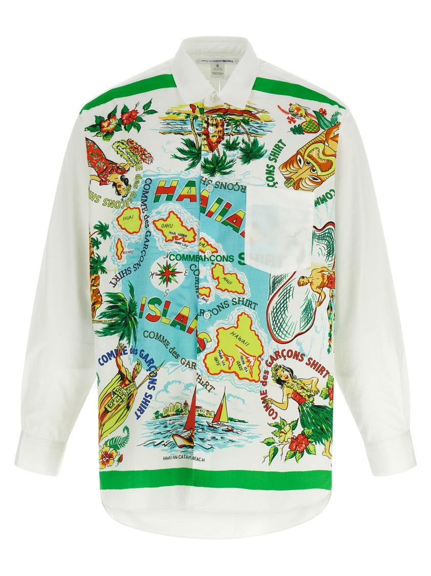 Comme Des Garçons Patterned Cotton Poplin Shirt With Contrast Details