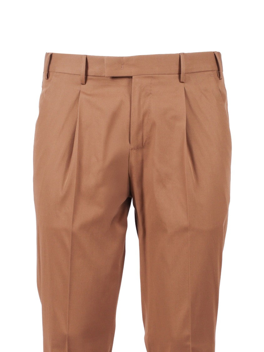 Pt01 Brown Master Cotton Silk Straight-Leg Pants