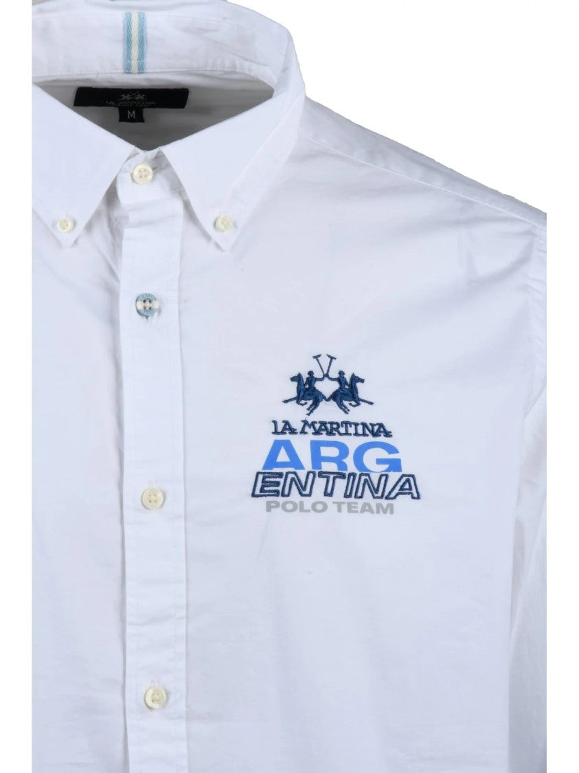 La Martina White Cotton Elastane Stretch Shirt