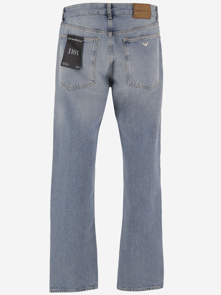 Emporio Armani Light Blue Distressed Straight Leg Jeans