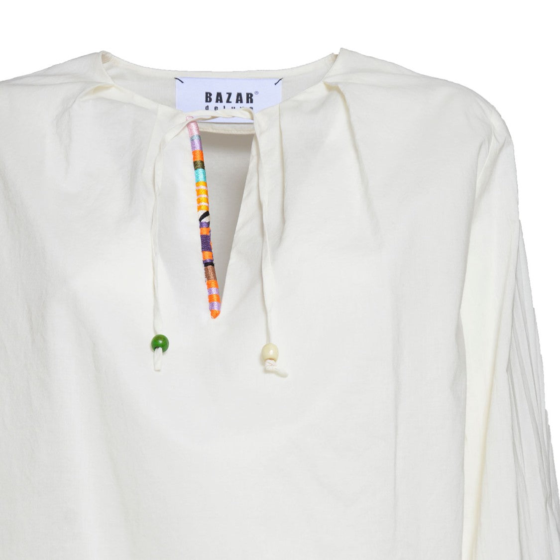 Bazar Deluxe Cream Cotton Blouse With Ethnic Profile