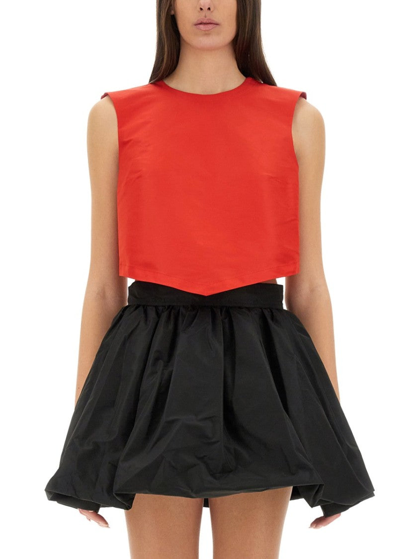 Patou Cropped Red Top With Open Back