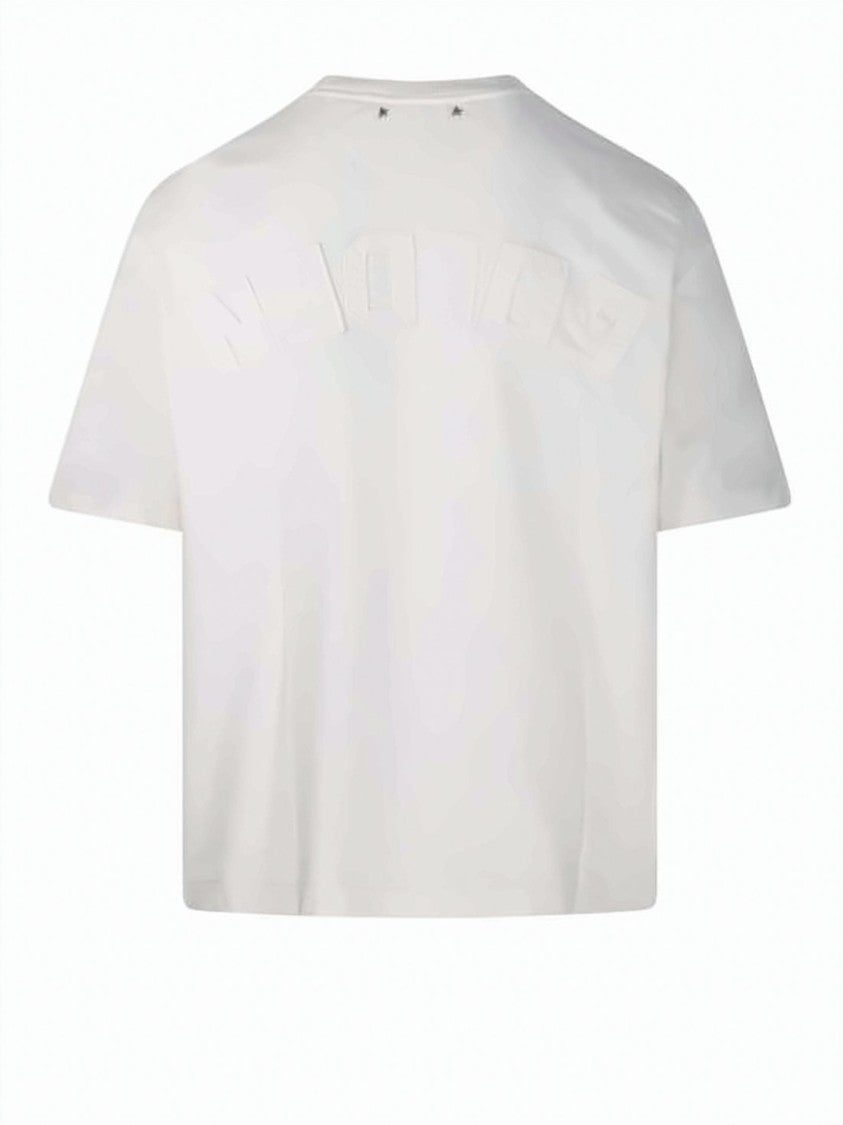 Golden Goose Cropped White T-Shirt With Design