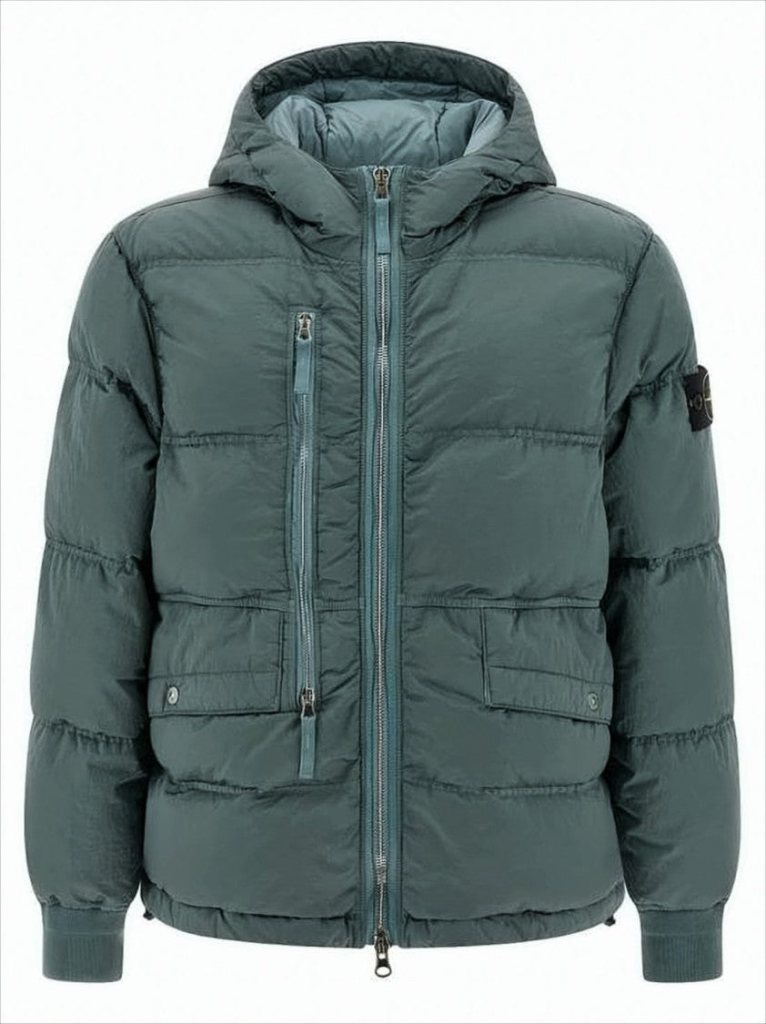 Stone Island Quilted Hooded Down Parka With Eco-Nylon Fabrication