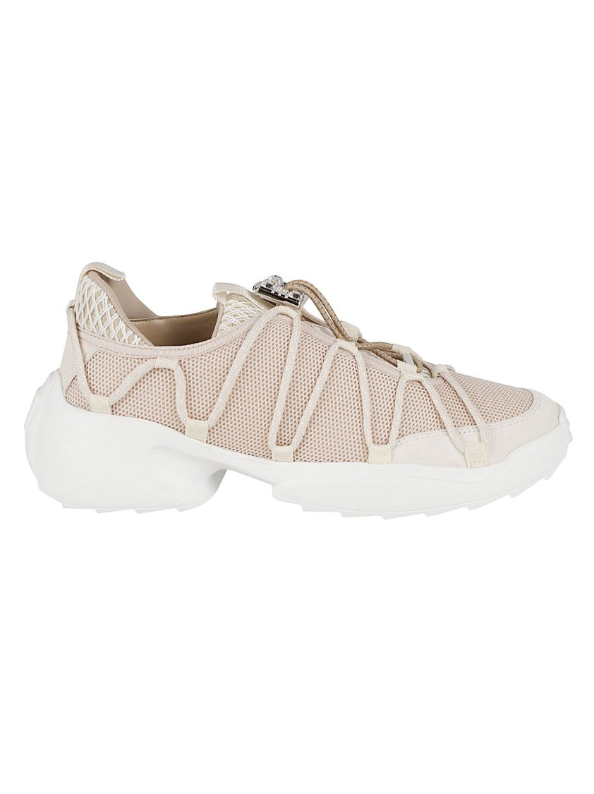 Roger Vivier Breathable Mesh Sneakers With Structured Overlay And Metallic Accents