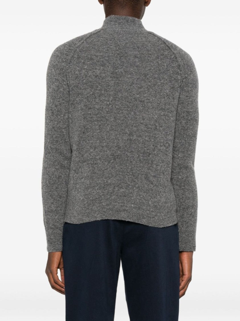 Alpha Studio High-Neck Knit Sweater With Ribbed Cuffs