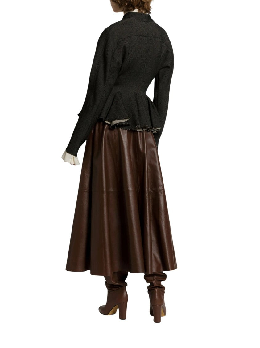 Alberta Ferretti Fitted Stretch Viscose Jacket With Mohair Ribbon Detail