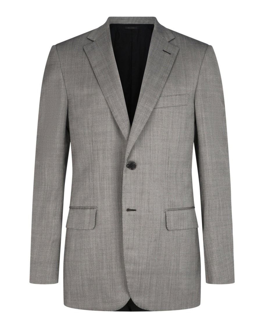 Brioni Grey Single-Breasted Blazer With Notched Lapel And Textured Finish
