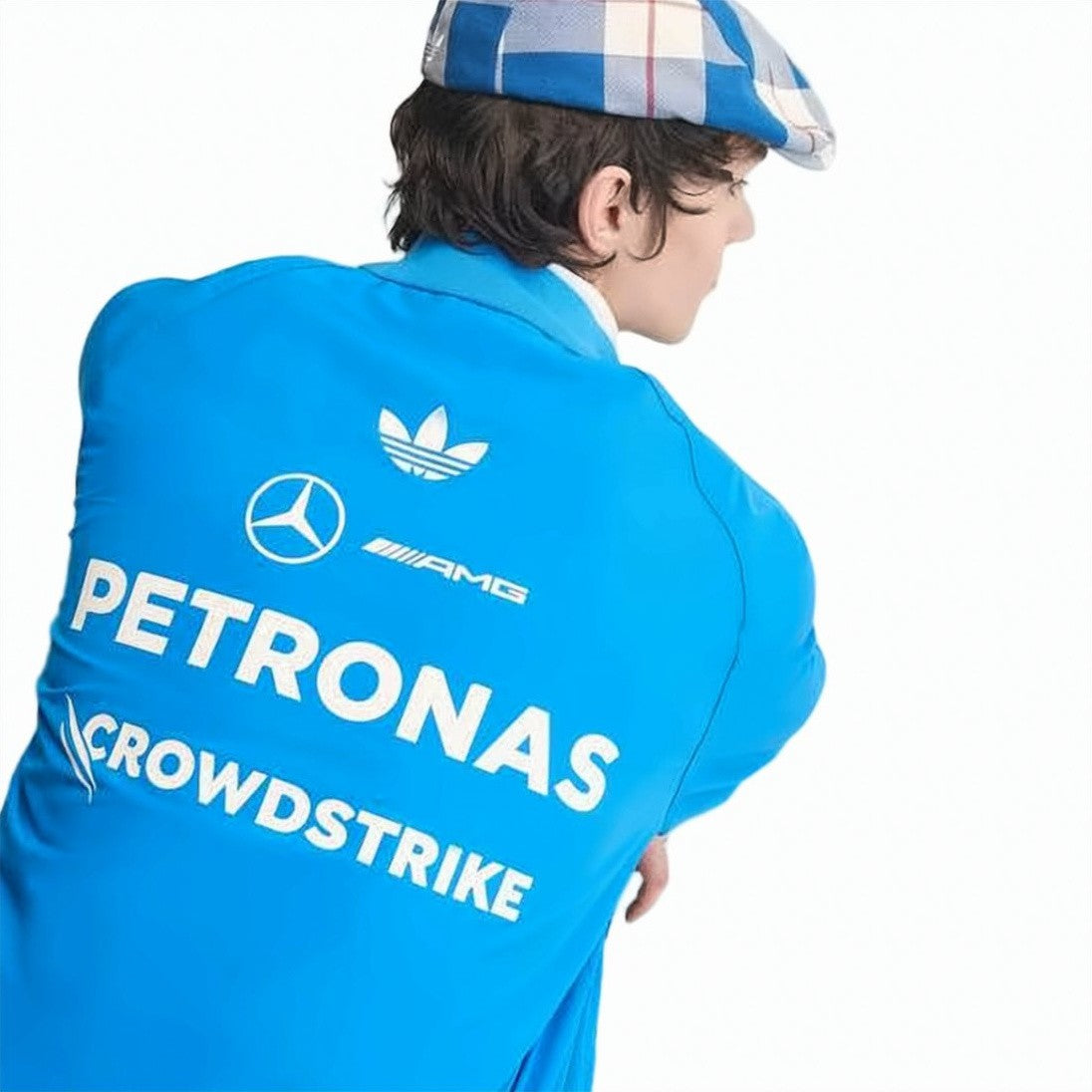 Adidas High-Colar Blue Jacket With Zipper And Sponsor Logos