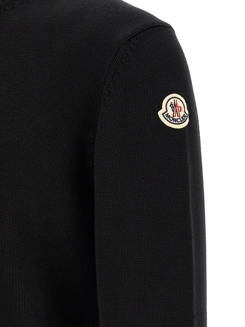 Moncler Lightweight Cotton Sweater With Classic Crew Neck And Ribbed Cuffs