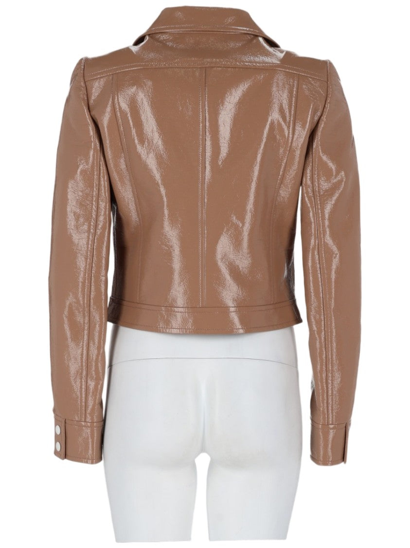 Courrèges Cropped Vinyl Jacket With Glossy Finish And Classic Collar