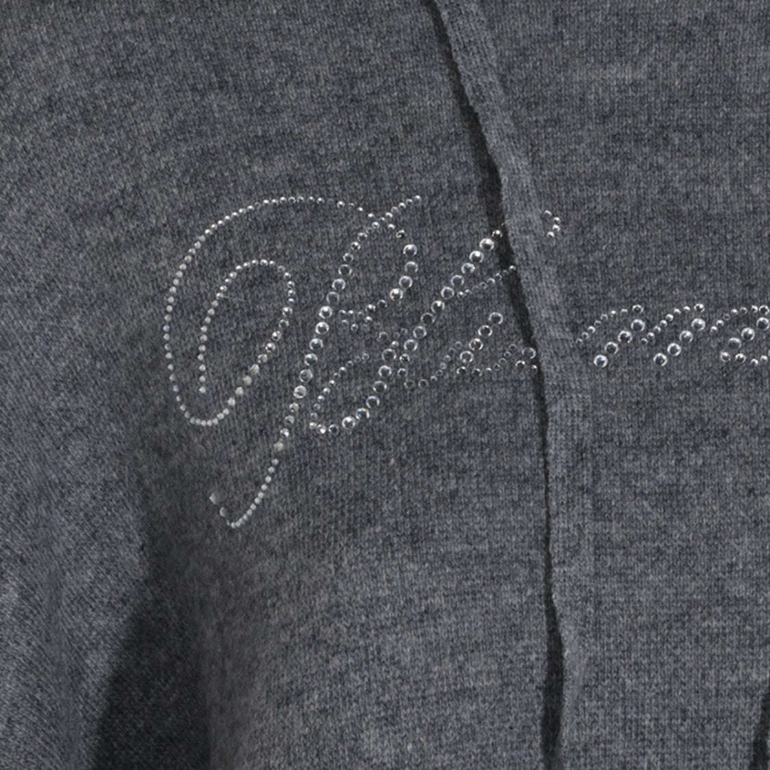 Blumarine Cropped Hooded Sweater With Sparkling Logo Detail