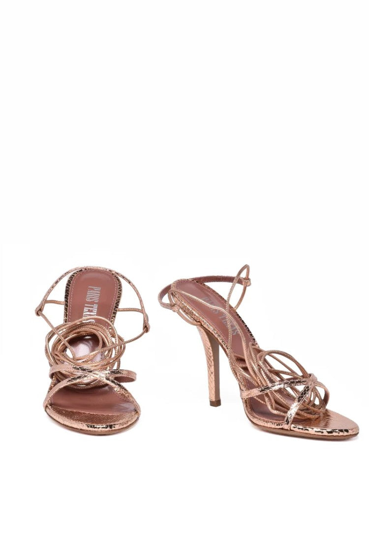 Paris Texas Pink Gold Lamé High-Heeled Sandal