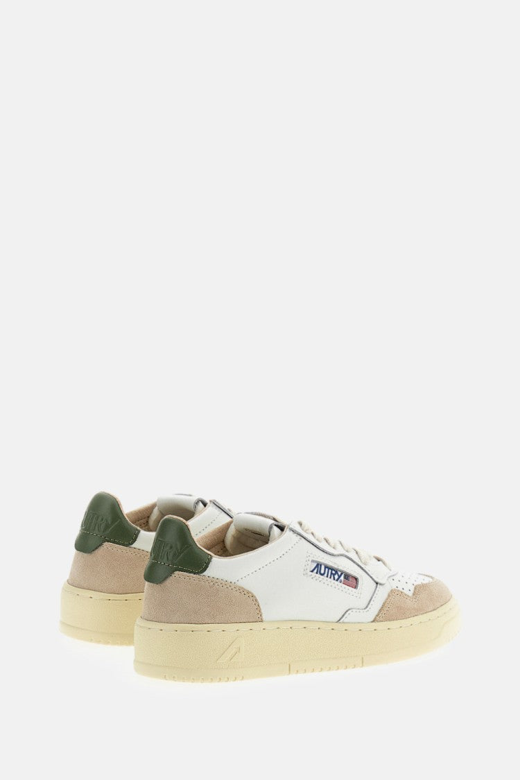 Autry Medalist Low Suede-Trim Leather Sneakers