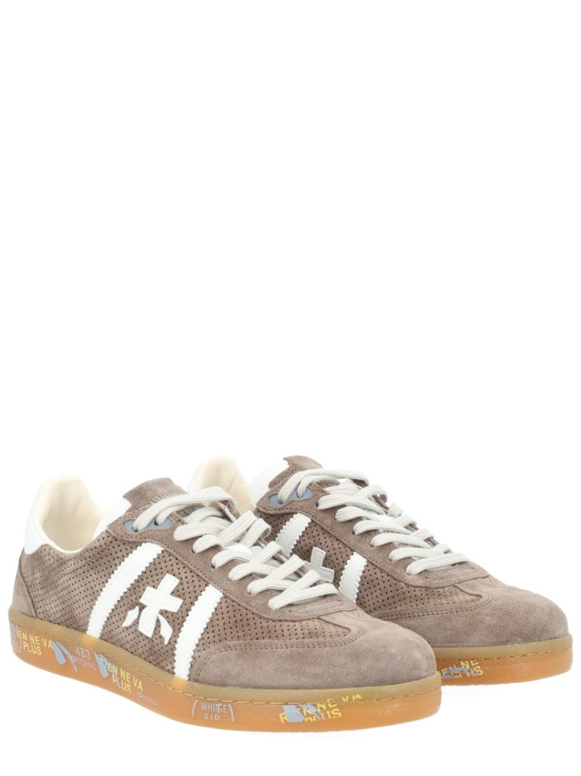 Premiata Taupe Bonnie Suede Perforated Sneakers