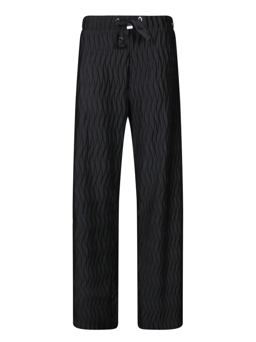 Herno Black Trousers With Textured Wavy Pattern