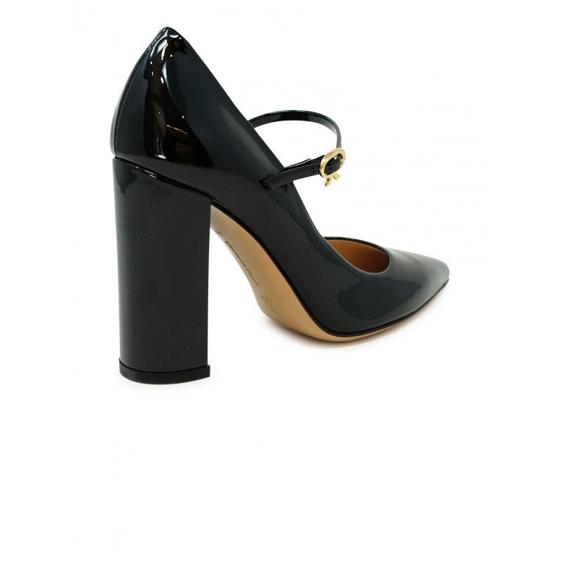 Gianvito Rossi G22235.00 Ric.Vernero Black Patent Ribbon Jane 100 Pumps