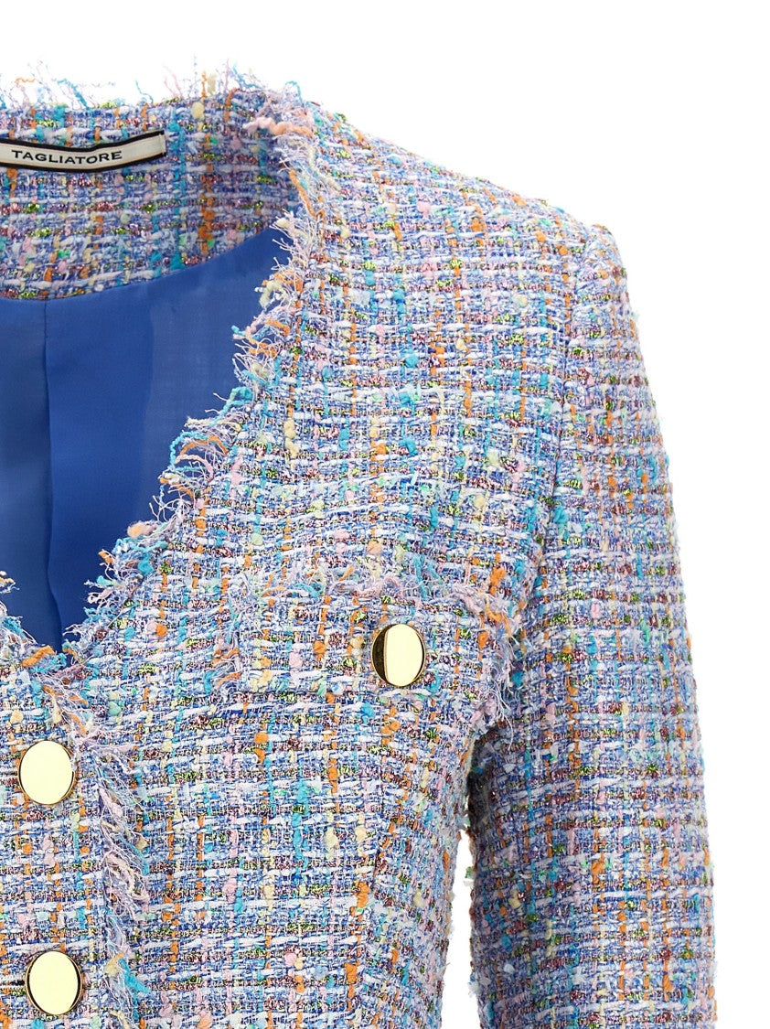 Tagliatore Tweed Blazer With Lamé Details