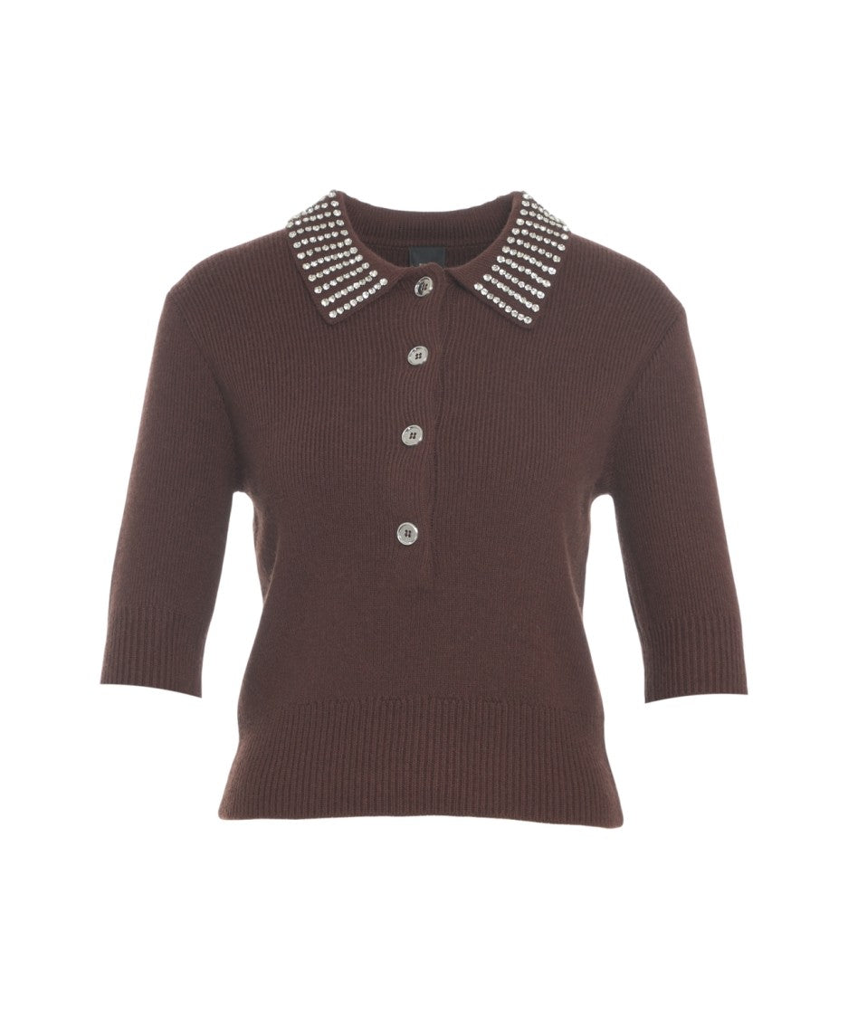 Pinko Knitted Pullover With Rhinestone Applications