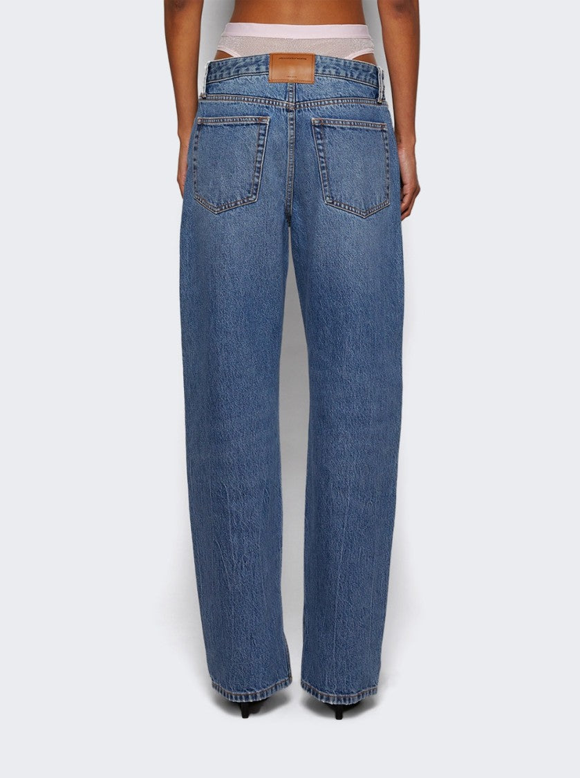 Alexander Wang Pre-Styled Hotfix Undie Slit-Hem Jeans Vintage Light Indigo