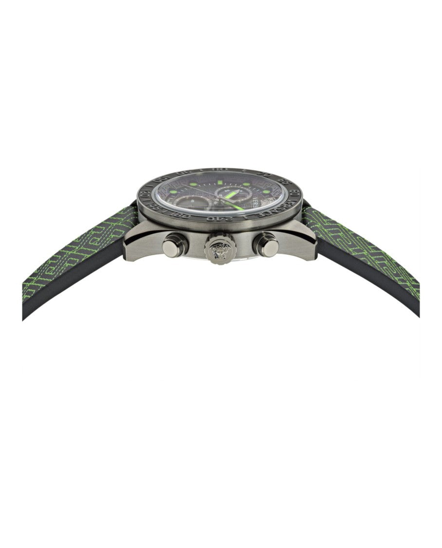Versace Greca Dome Chrono Leather Watch