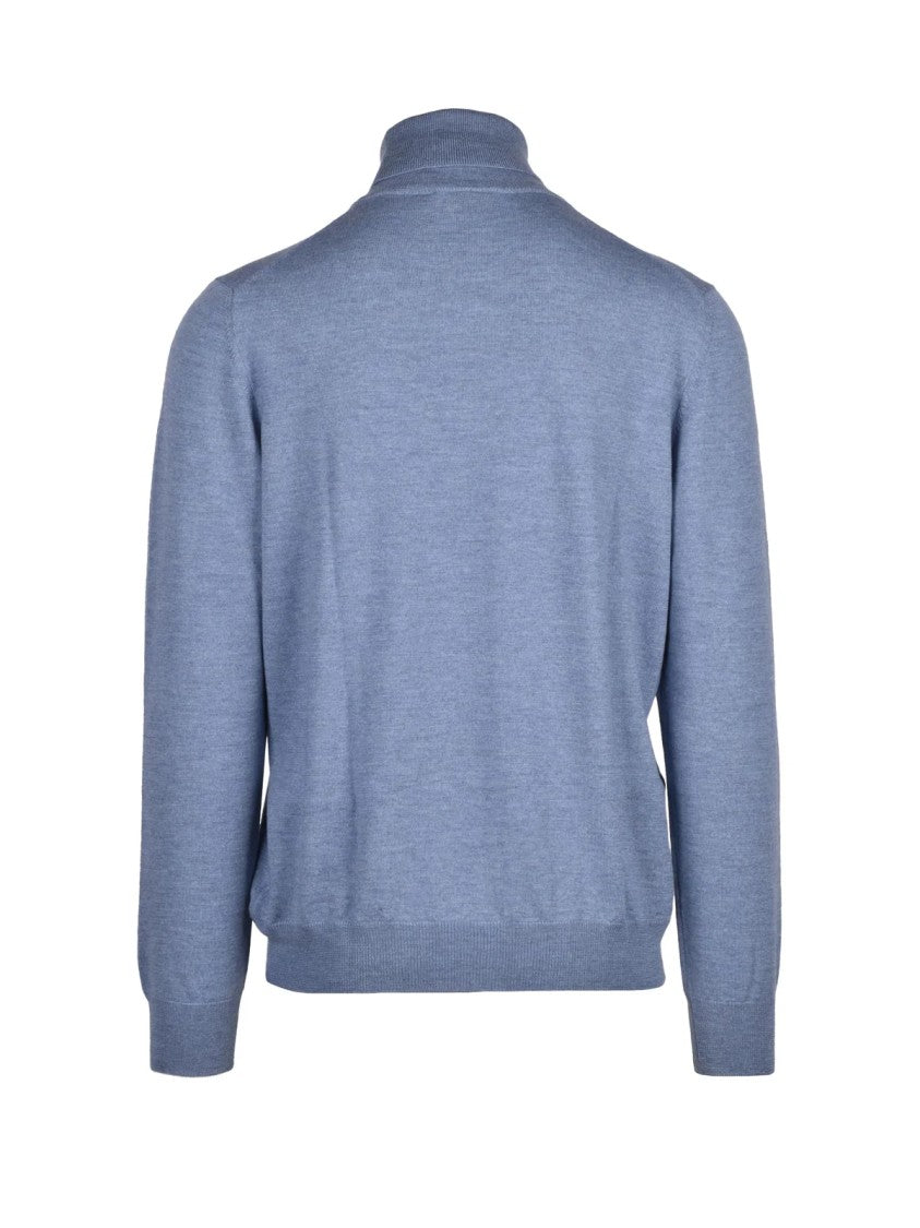 Gran Sasso X Fedele Virgin Wool Cyclist Sweater With High Neckline And Ribbed Details