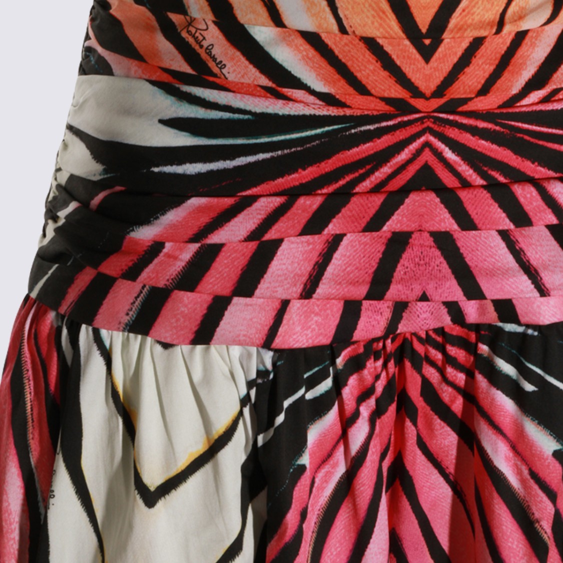 Roberto Cavalli Vibrant Midi Dress With Geometric Pattern And Flared Skirt