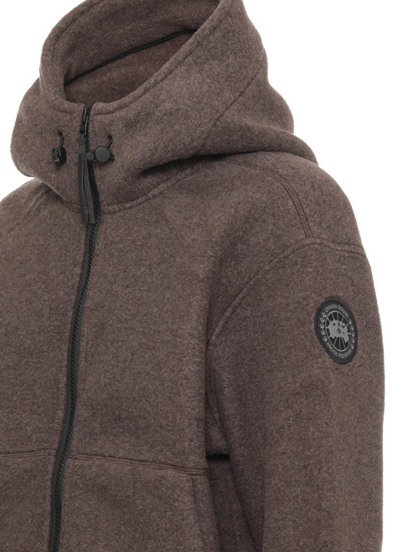 Canada Goose High-Neck Brown Jacket With Adjustable Hood And Textured Finish