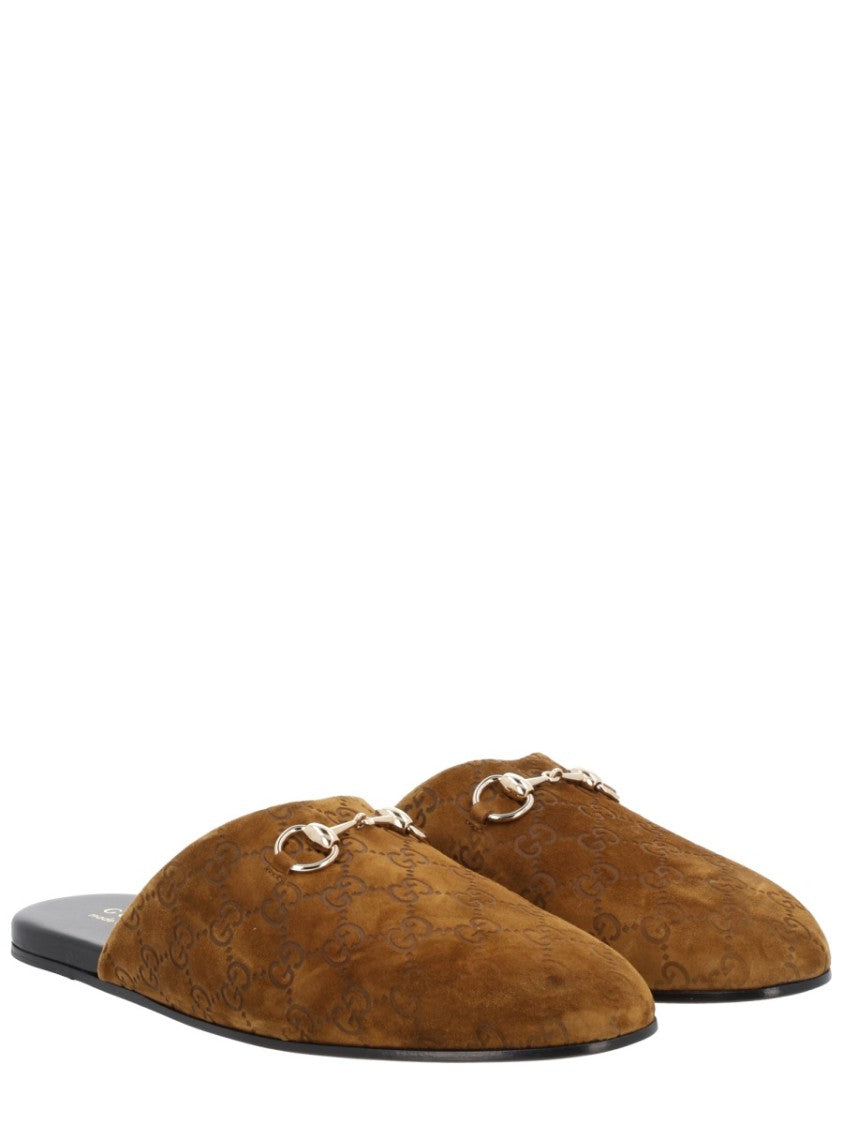 Gucci Pointed-Toe Silver Clamp Calfskin Mules