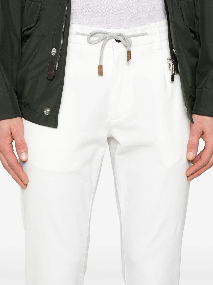 Eleventy White Relaxed Fit Minimalist Drawstring Pants