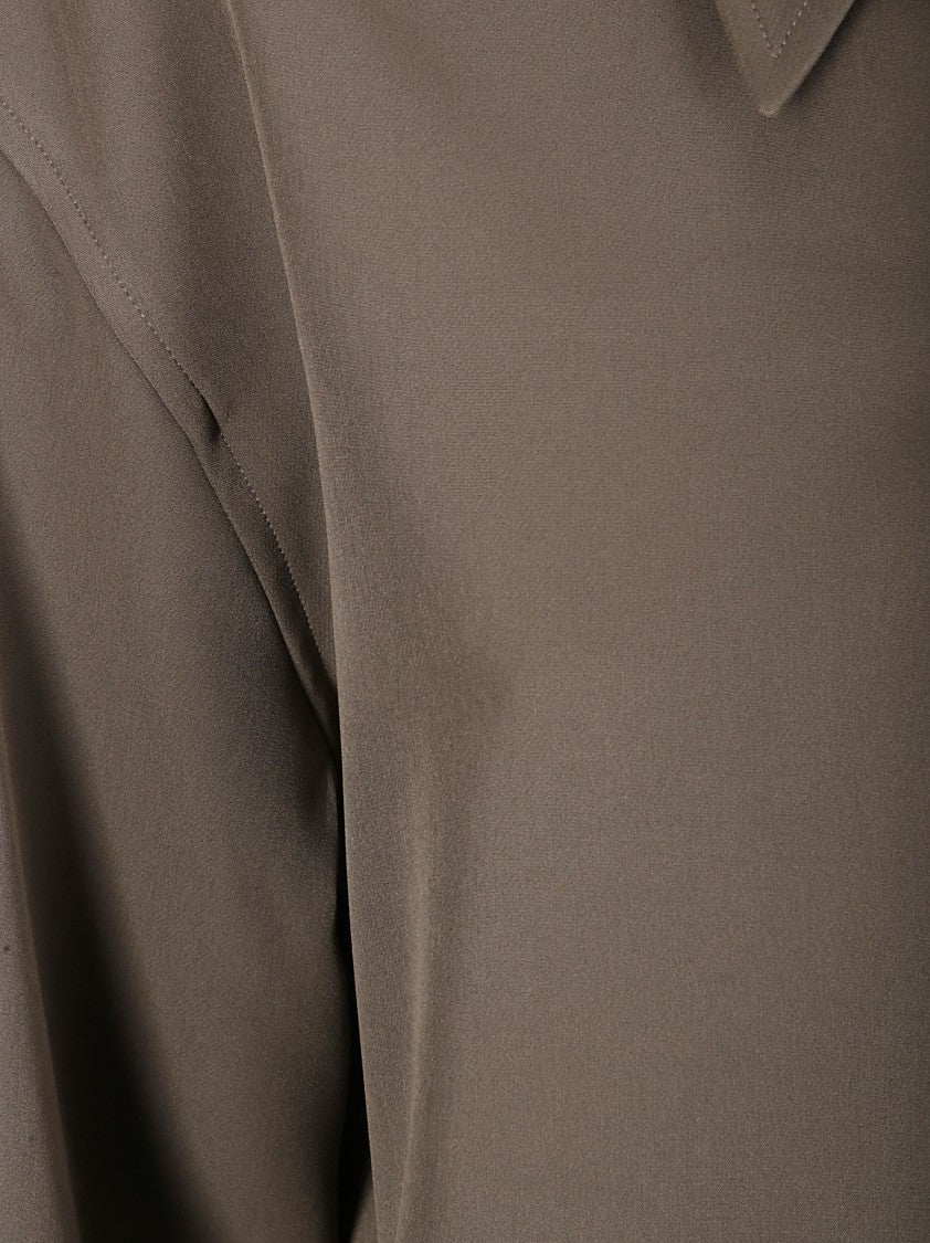 The Latest Long-Sleeved Brown Shirt With Classic Collar