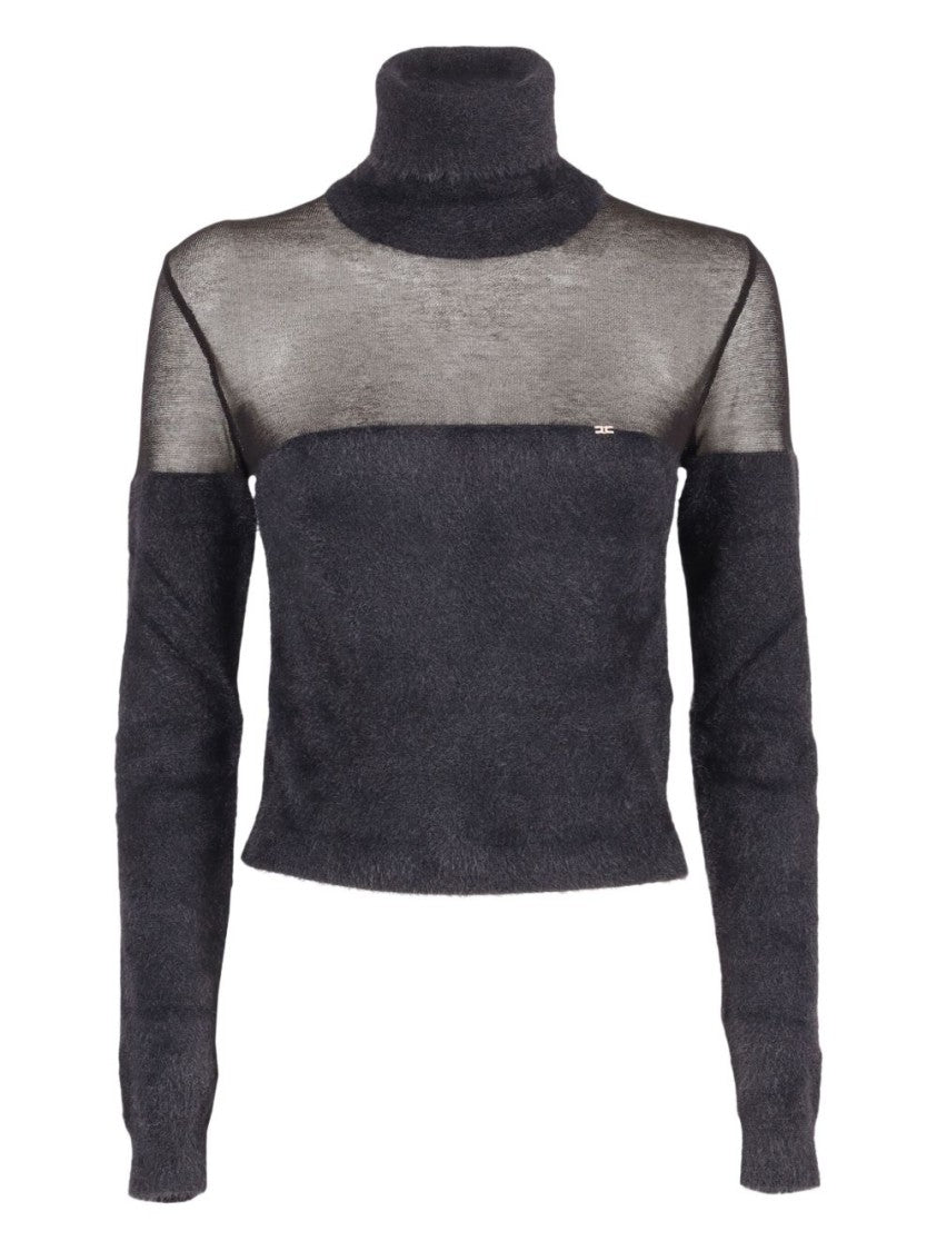 Elisabetta Franchi Classic Black Sweater With Round Neckline