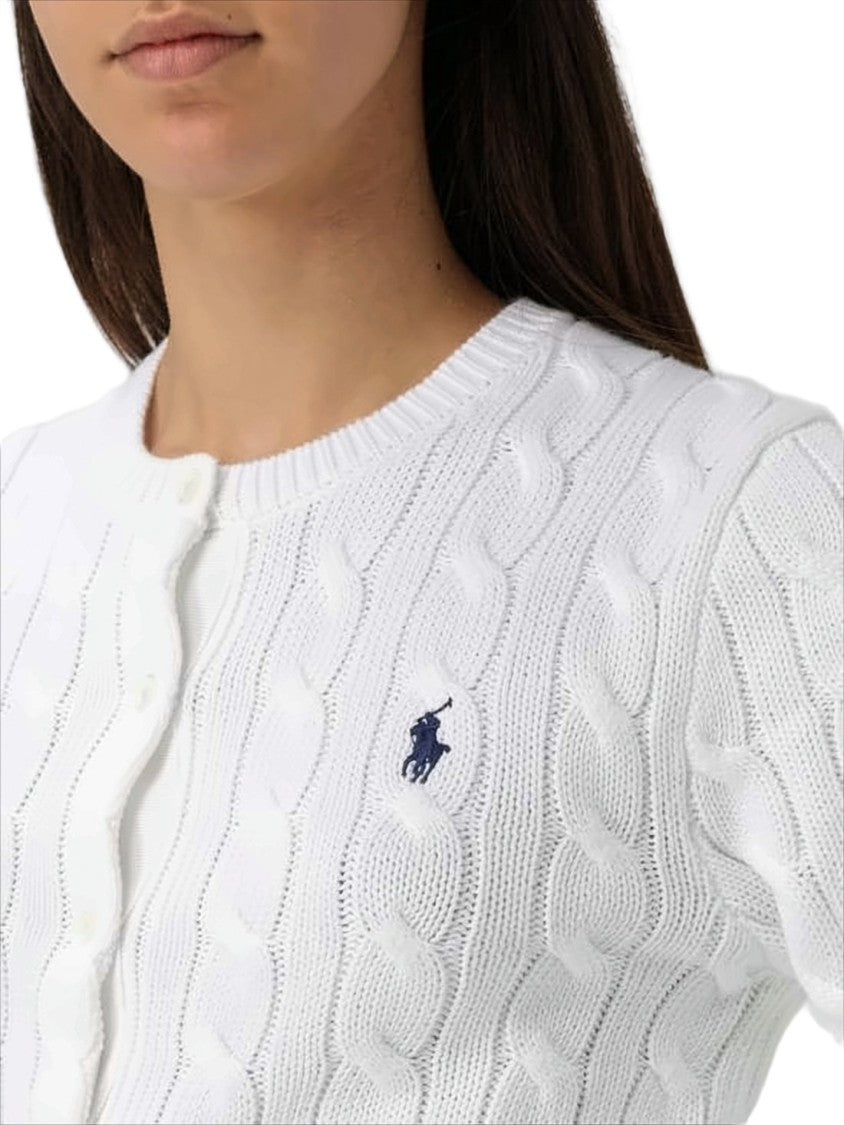Polo Ralph Lauren Cropped Cable Knit Cardigan With Button-Down Front