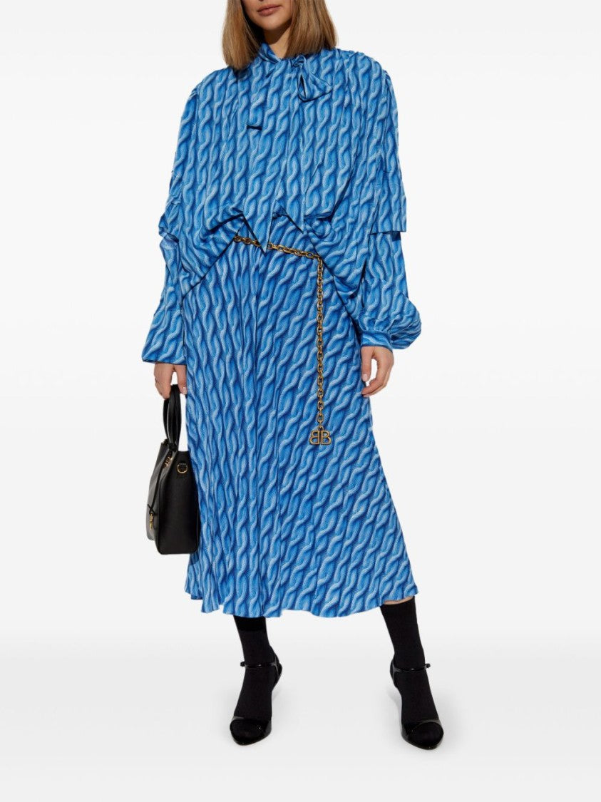 Balenciaga Wave Pattern Print Dress