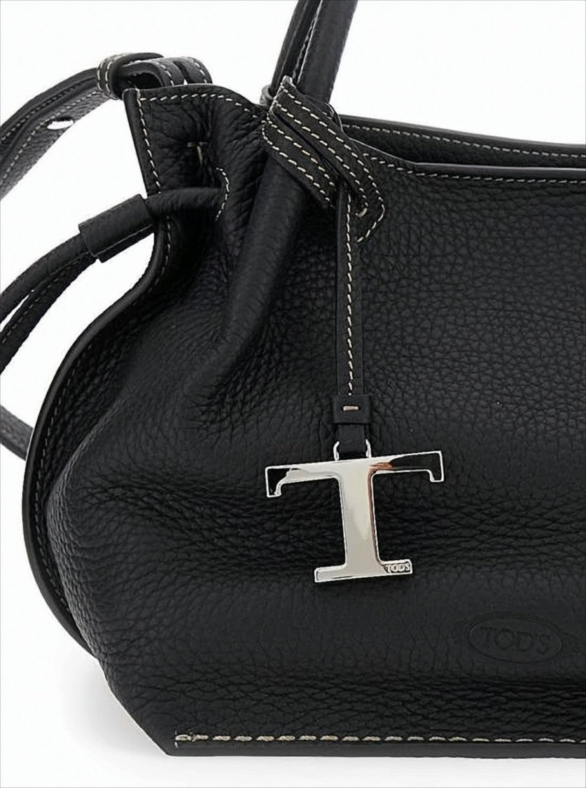 Tod's Textured Cowhide Leather Shoulder Bag With Silver-Tone Accents