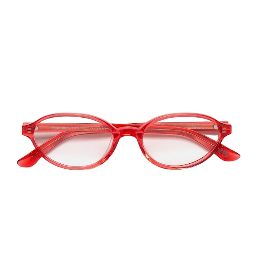 Retrosuperfuture Numero 04 Light Red Ultra-Thin Oval Frame Sunglasses In Transparent Red Acetate