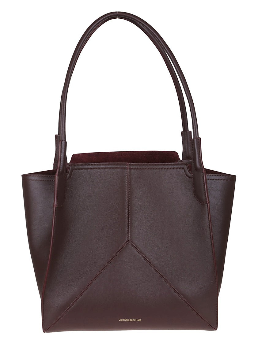 Victoria Beckham Structured Burgundy Calf Leather Handbag