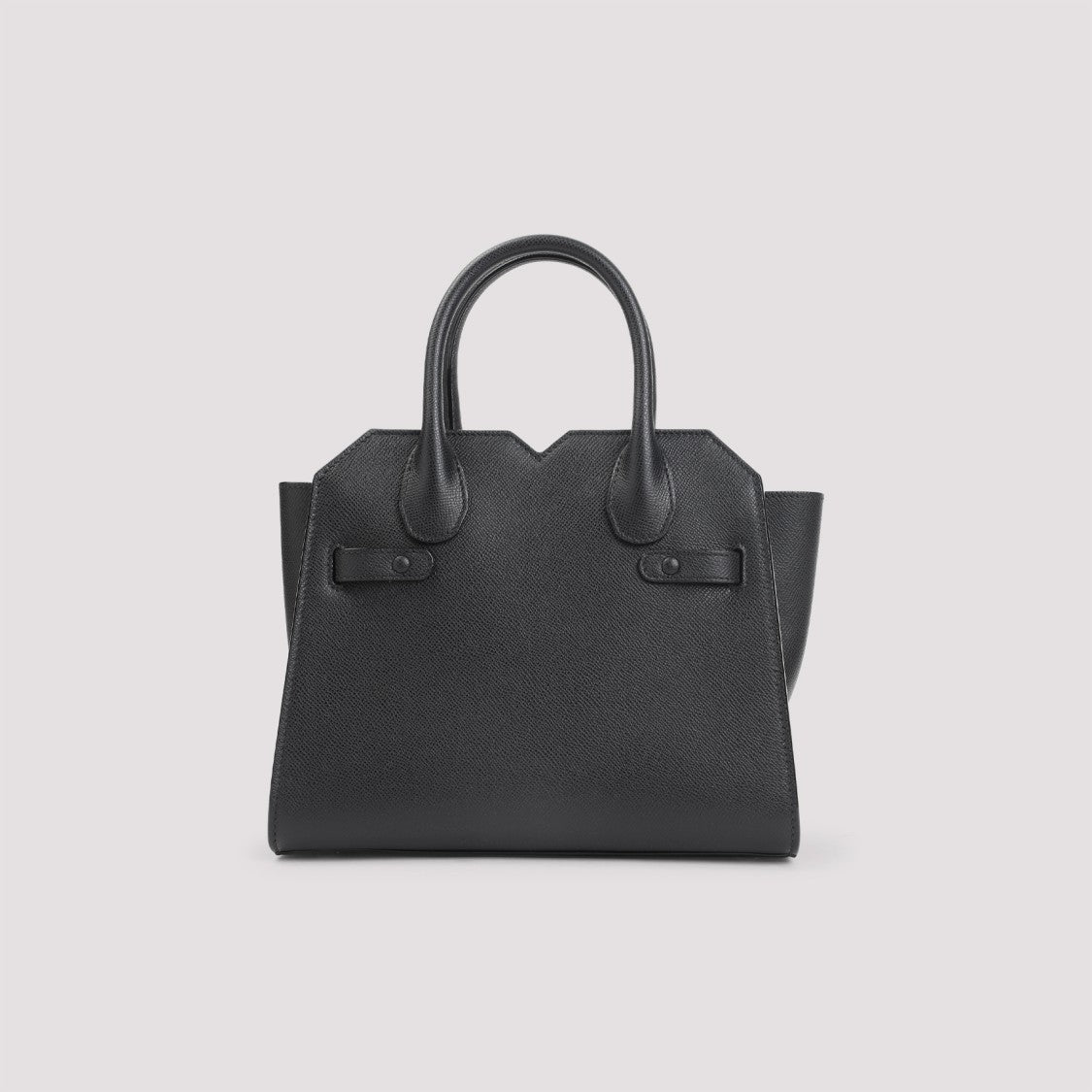 Valextra Mini Handbag In Pure Black Calf Leather