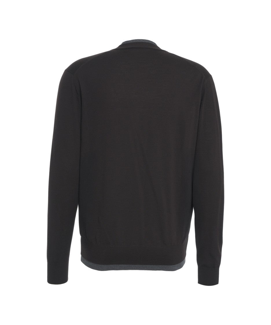 Paolo Pecora Fine-Knit Cardigan With Classic V-Neck And Contrast Trim