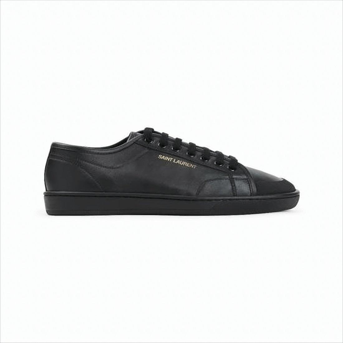 Saint Laurent Minimalist Black Calf Leather Low-Top Sneakers