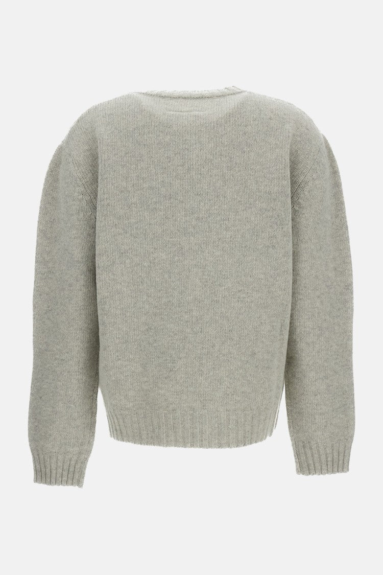 Mm6 By Maison Margiela Cropped Crew-Neck Sweater With Hand-Painted Logo