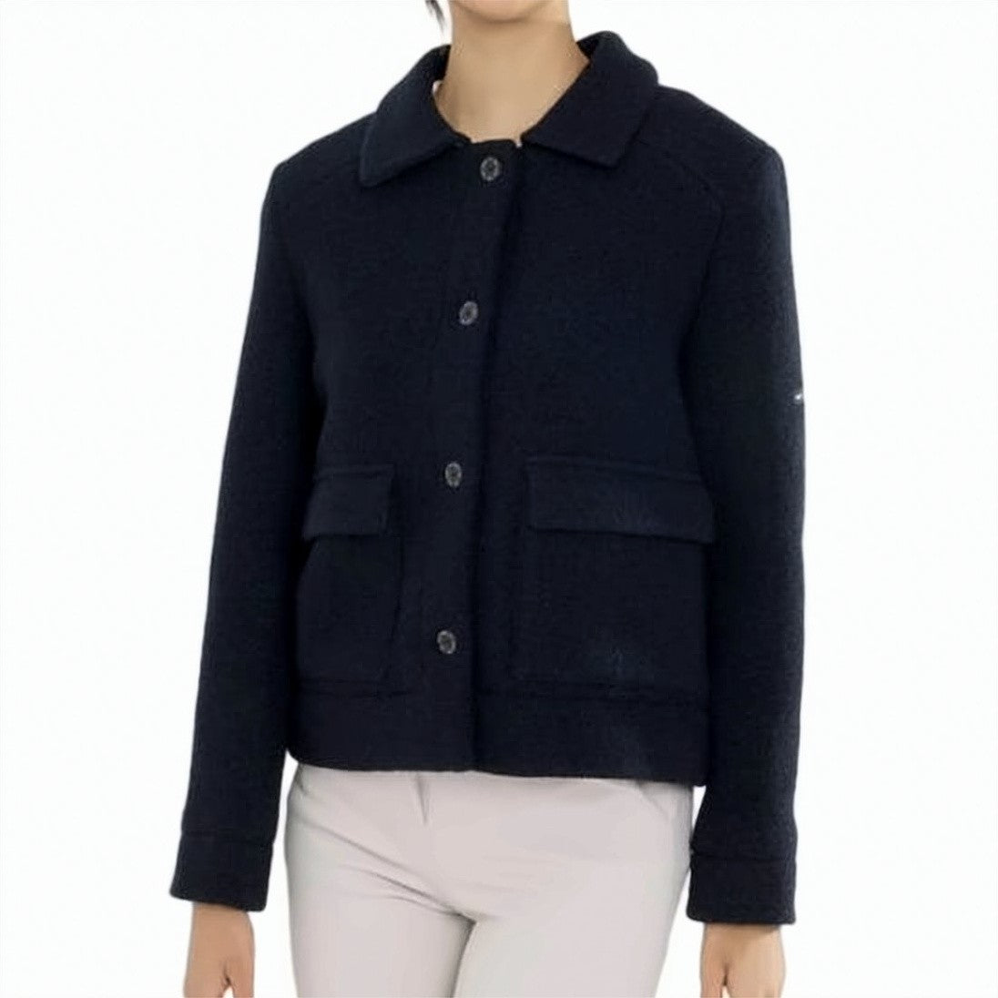 Saint James Textured Wool Tailored Jacket With Classic Collar