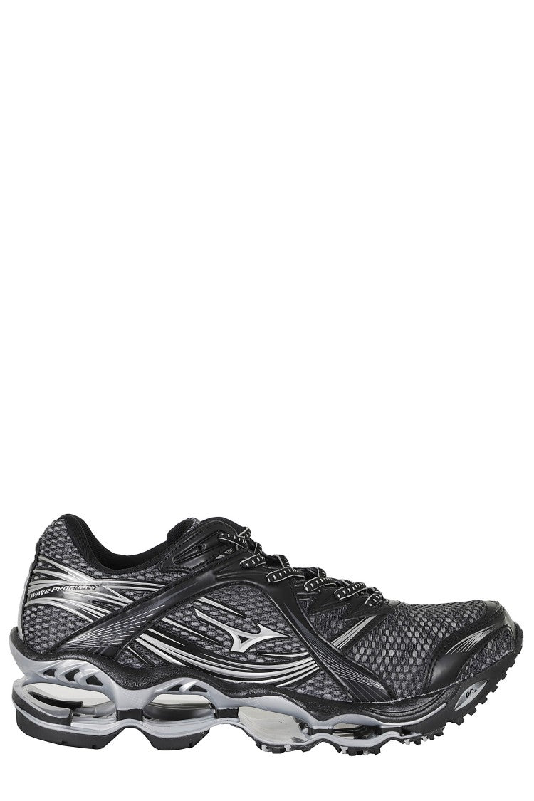 Mizuno Iron Gate Silver Black Mesh Leather Wave Prophecy 1 Sneakers